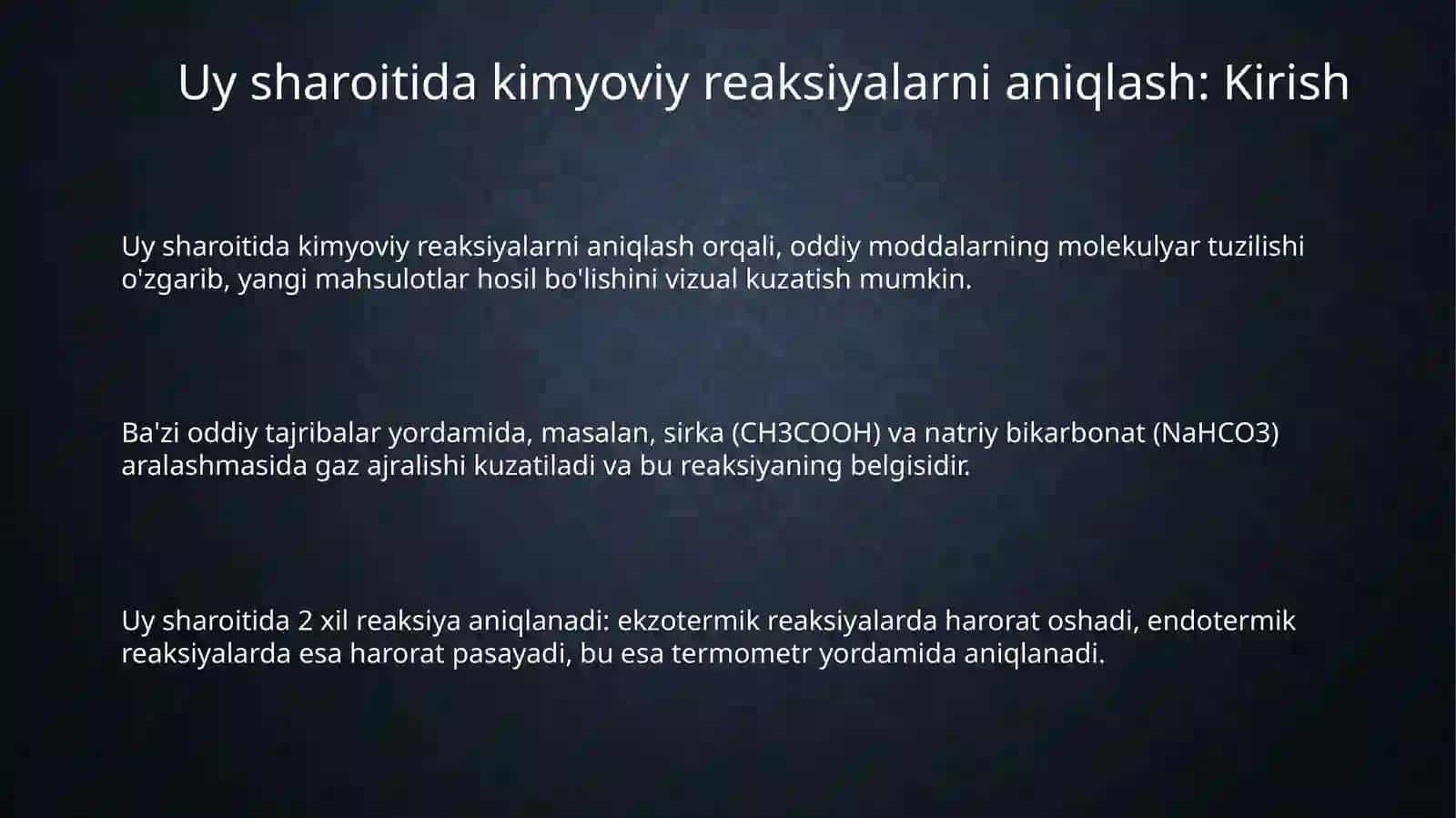Uy sharoitida kimyoviy reaksiyalarni aniqlash 3