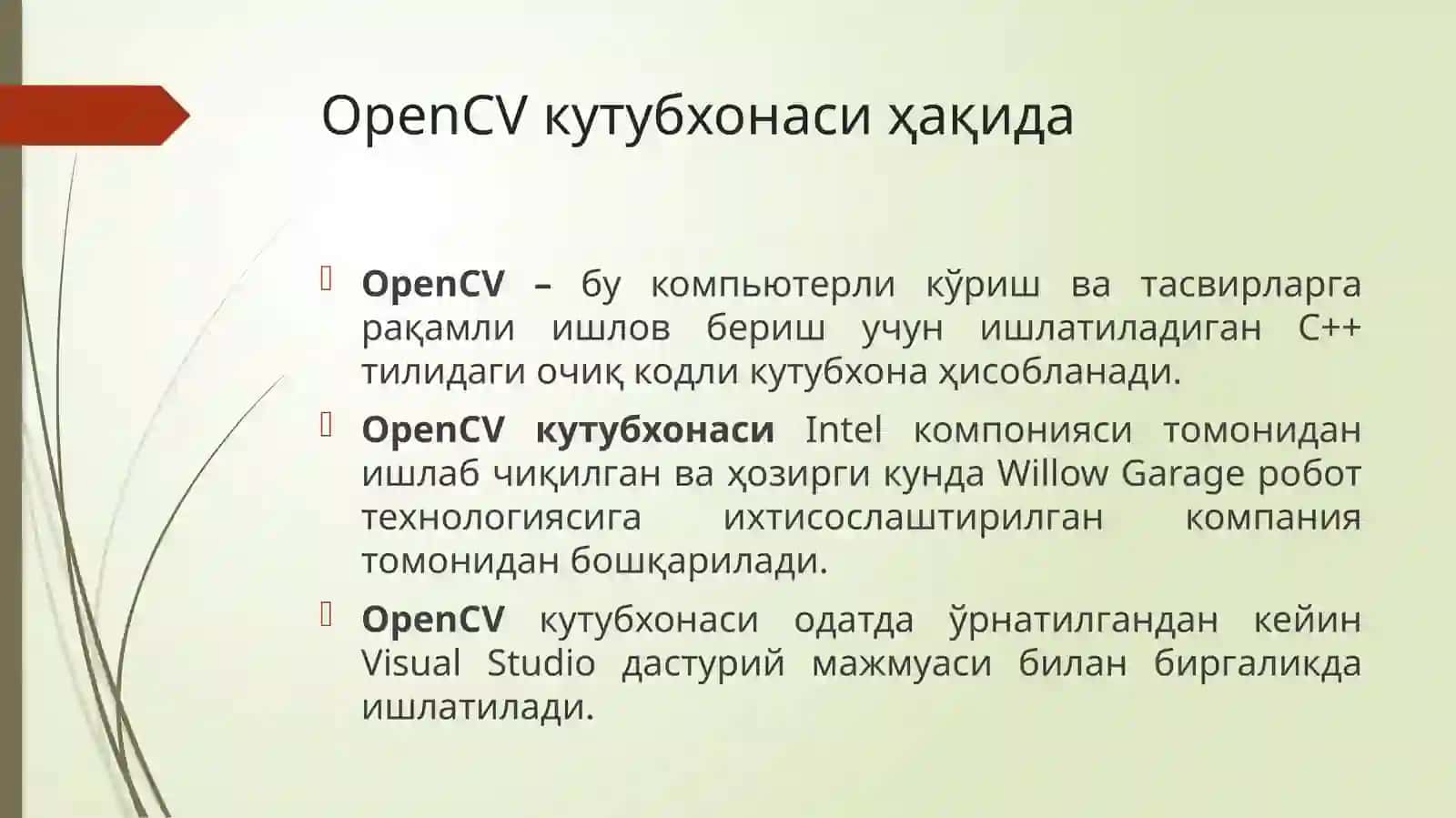 OpenCV кутубхонаси ўрнатиш 3