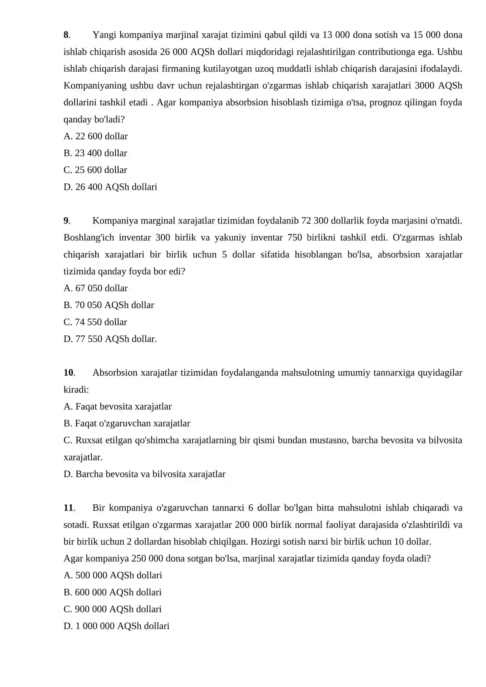 ABSORBSION VA MARJINAL XARAJATLAR 3
