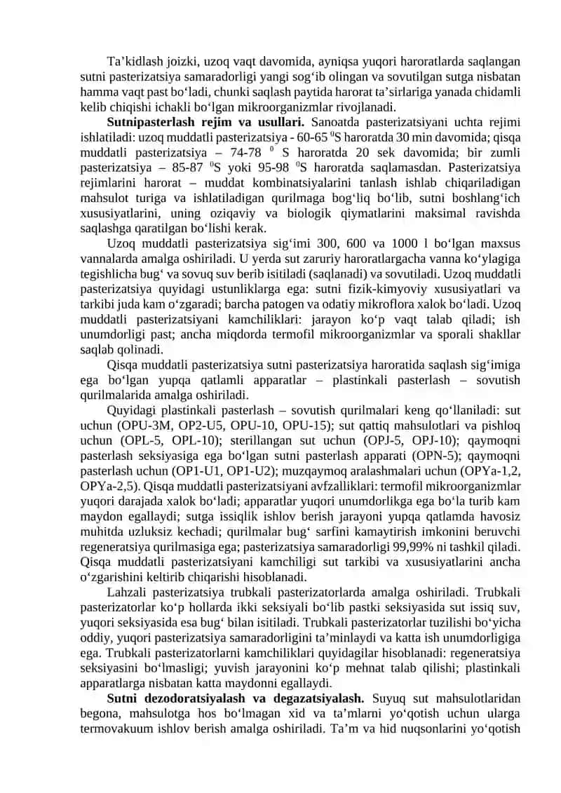 Sut va sut mahsulotlarini issiqlik va vakumda qayta ishlash 3