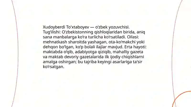 Xudoyberdi Tõxtaboyev hayoti va ijodi 3