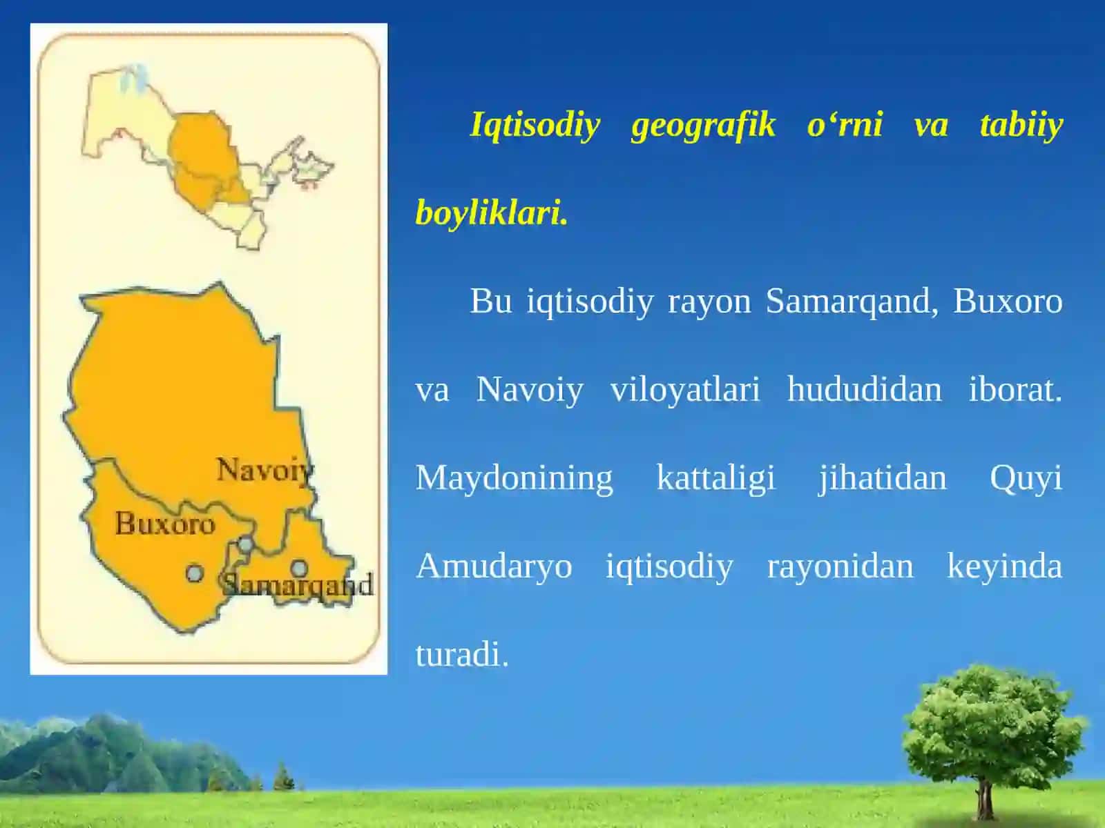 8-sinf Geografiya fanidan Zarafshon iqtisodiy rayoni dars taqdimot 3