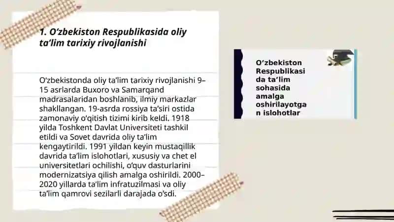 Oʻzbekiston Respublikasida Oliy taʼlim tizimini ravnaqi 3