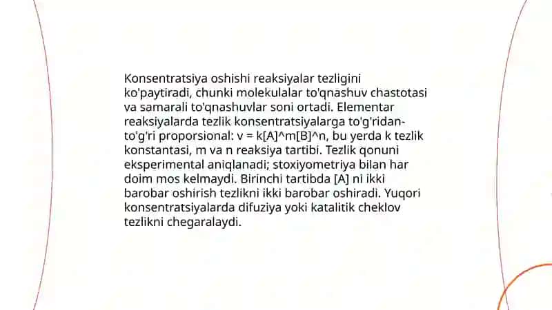 Kimyoviy reaksiyalar tezligiga konsentratsiyaning tasiri 3