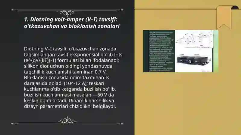 Diot, triot, elektron lampalarning wolt amper tavsiflari va tavsiflarini olish uchun prinsinial sxemalarino ishlash prinsipi (Toshmuradov A. A.) 3
