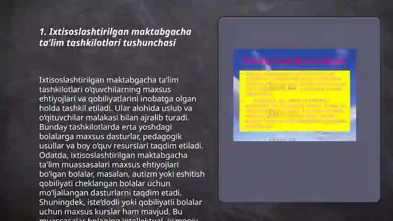 Ixtisoslashtirilgan maktabgacha taʼlim tashkilotlari va ularning faoliyati 3
