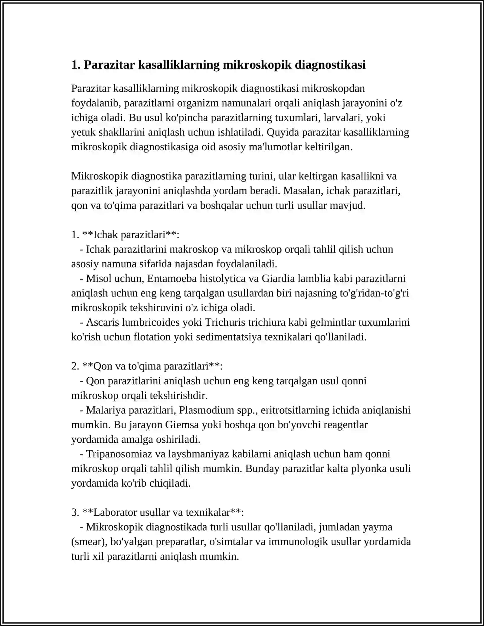 PARAZITAR KASALLIKLARNING DIAGNOSTIKA USULLARI 3