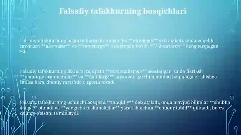 Falsafiy tafakkur bosqichlari.Sharqfalsafasi 3