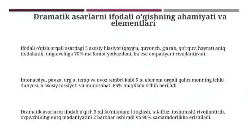 Dramatik asarlarni Ifodali O'qish 3
