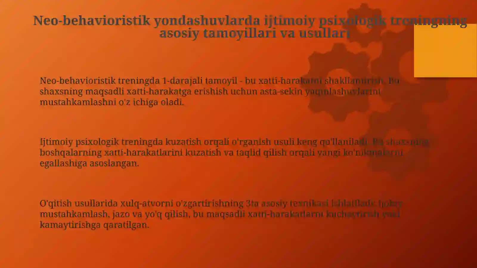 Sotsial psixologik trening nobixevioristik ananalarda 3