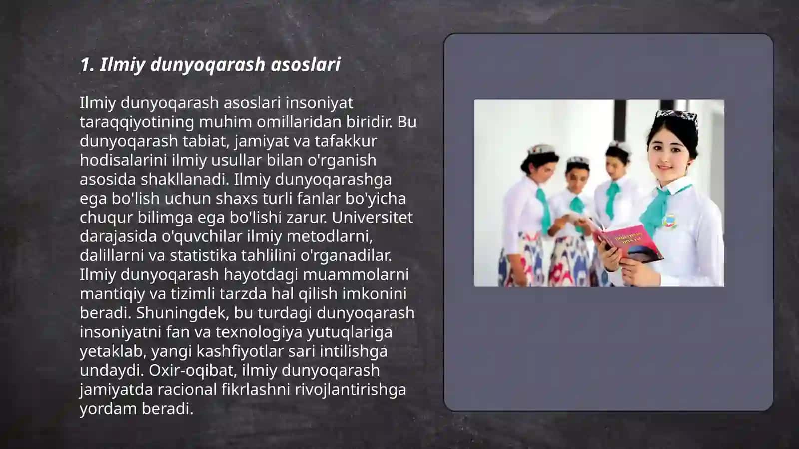 Ilmiy Dunyoqarash Asoslari 3
