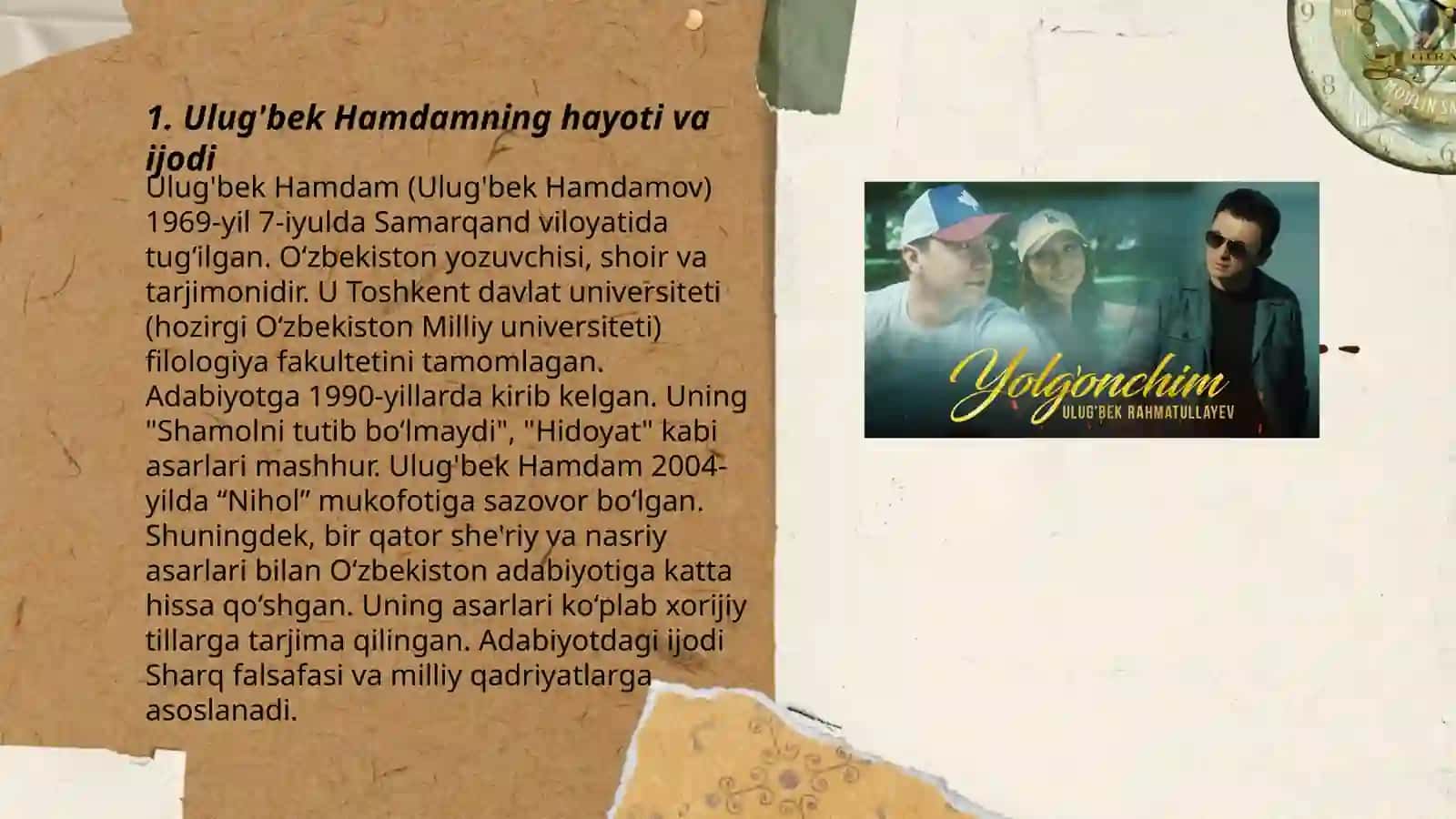 Ulug'bek Hamdamning "Ota"asari uchun taqdimot 3