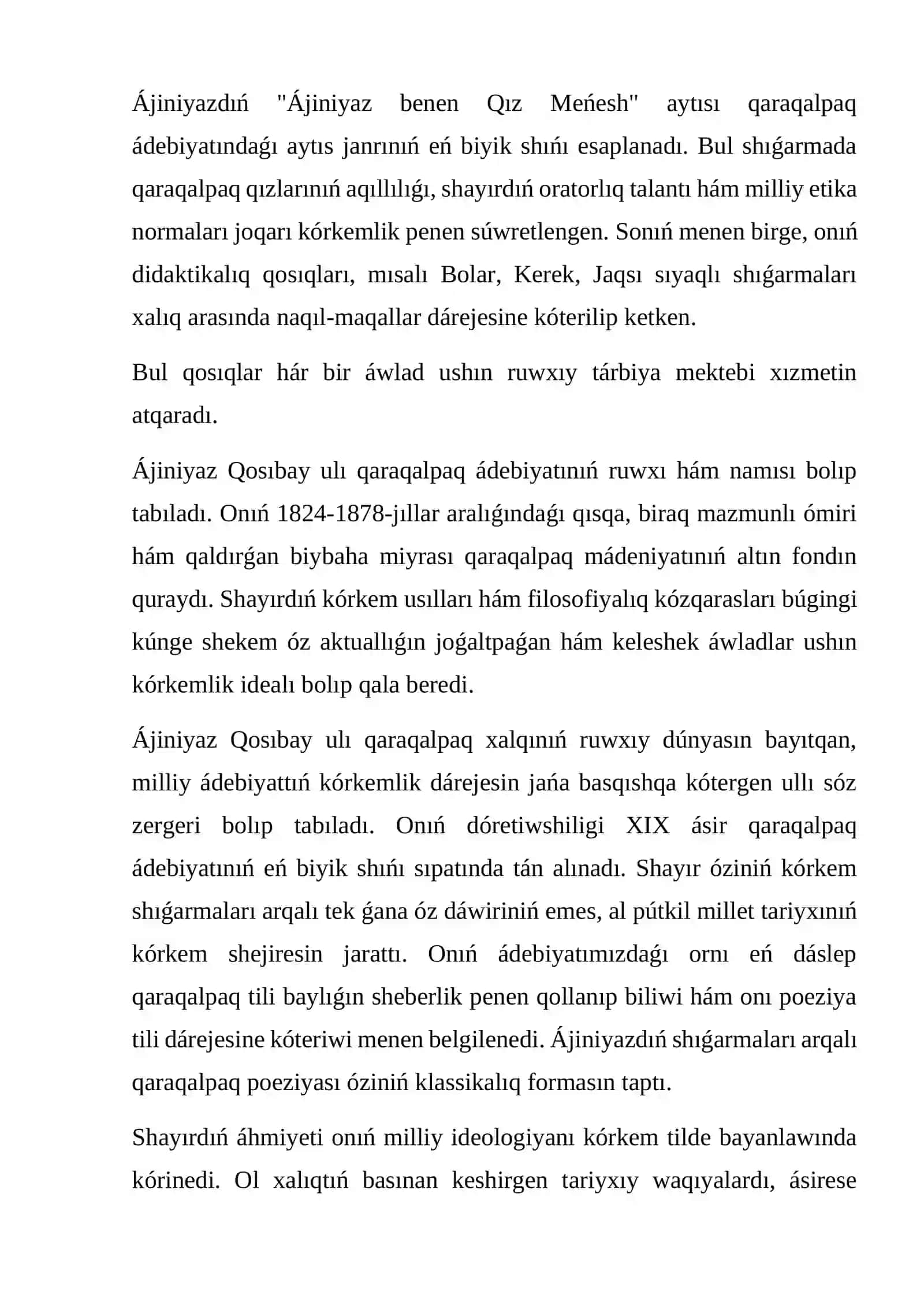 Ájiniyaz poeziyasınıń ideyalıq-kórkemlik tiykarları 3