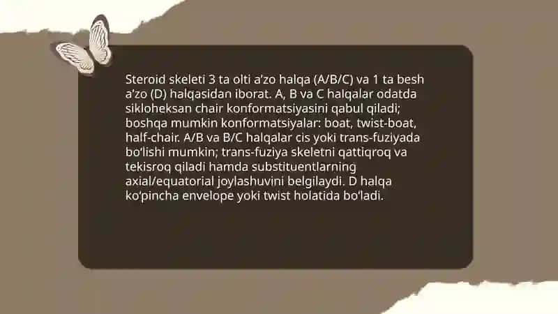 Steroidlar va terpenlarning stereokimyosi 3
