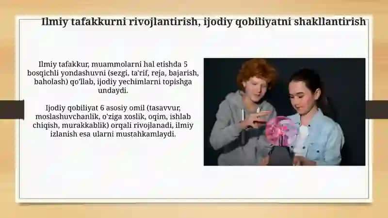 Ilmiy tafakkurni rivojlantirish, ijodiy qobiliyatni shakllantirish 3