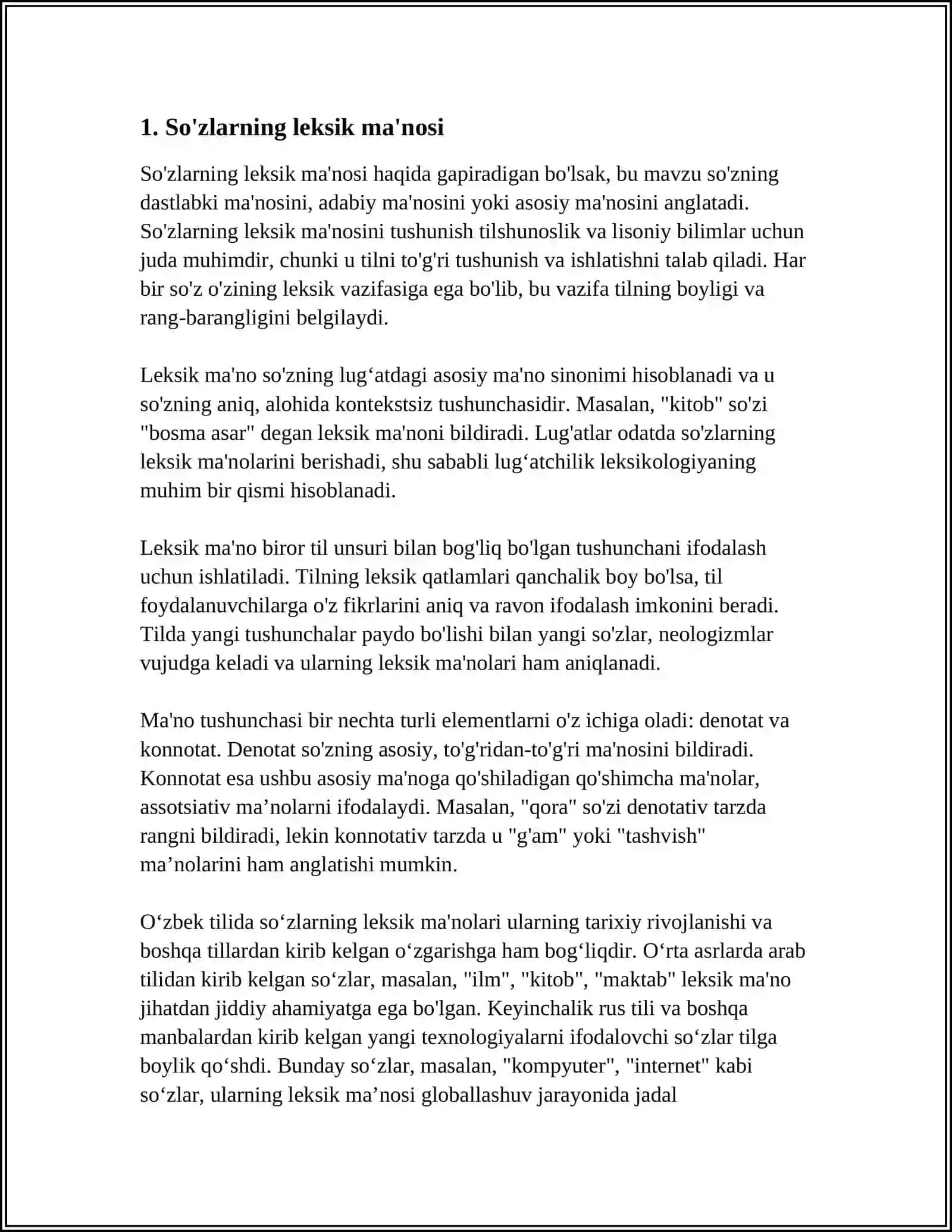 O'ZBEK TILIDA SO'ZLARNING SHAKL VA MANO MUNOSABATIGA KO'RA TURLARI 3