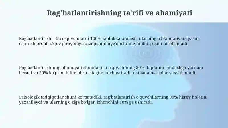 Òquvchilarni raĝbatlantirish va baholash usllari 3