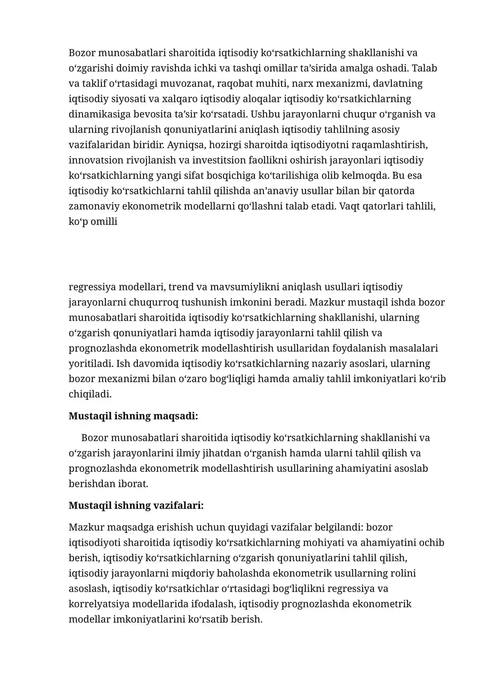 Bozor iqtisodiyotida iqtisodiy ko’rsatkichlarning mohiyati va ahamiyati 3
