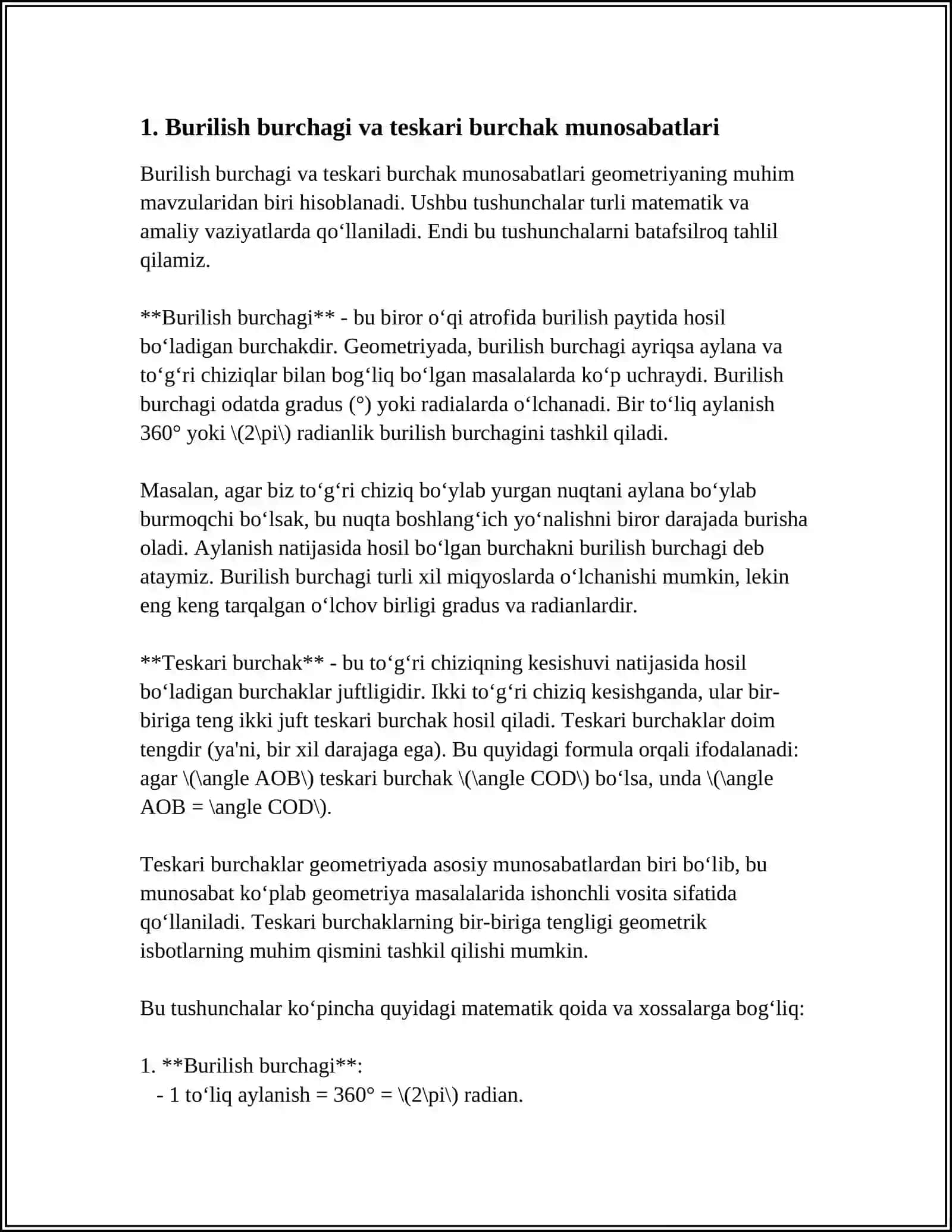 TO'LDIRUVCHI BURCHAKNING TRIGONOMETRIK FUNKSIYALARI UCHUN FORMULALAR 3