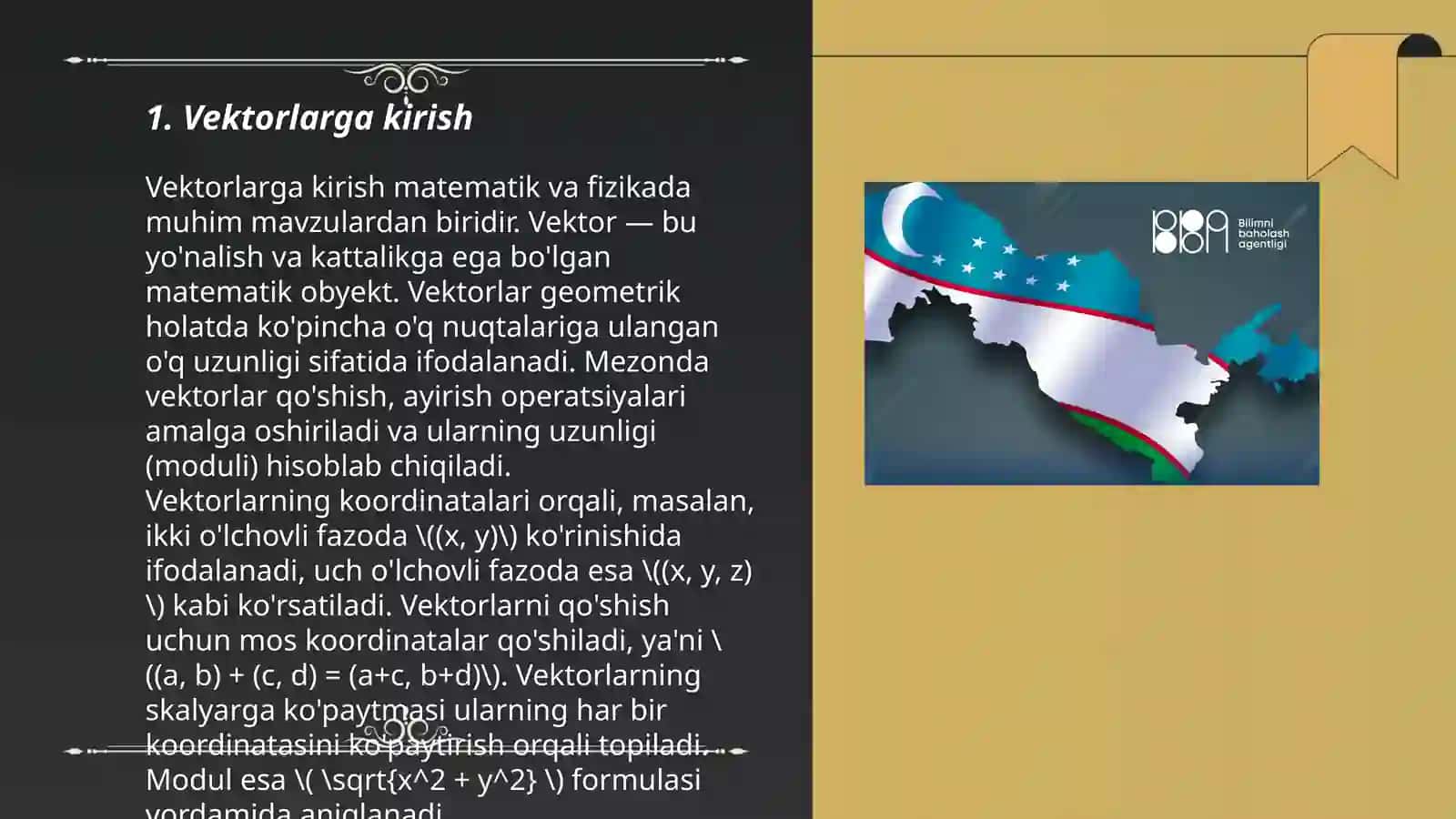 Vektorlarning matematik ta'rifi 3