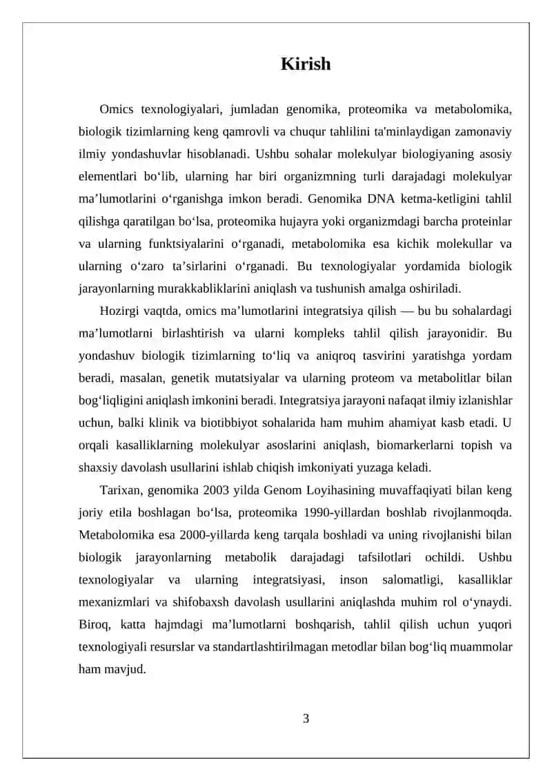 Omics Ma'lumotlari Integratsiya Gilish: Genomika, Proteomika, va Metabolomika 3