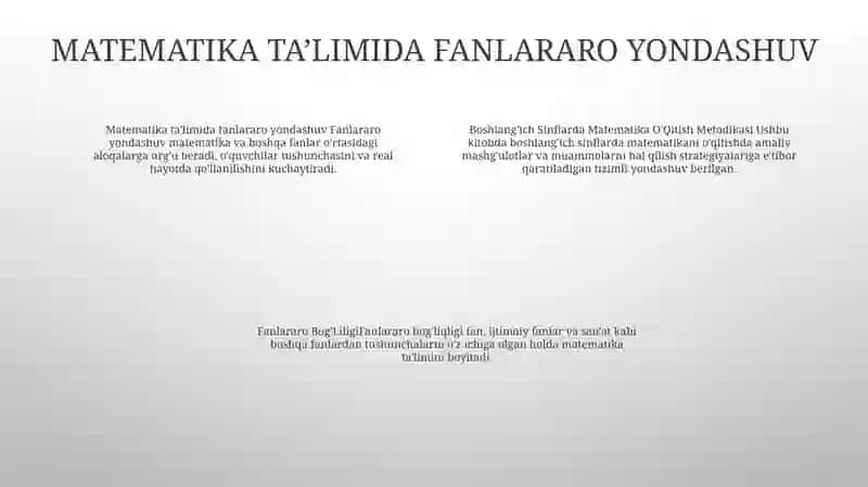 Boshlang'Ich Sinflarda Matematika O'Qitish Metodikasi,Fanlararo Bog'Liqligi 3