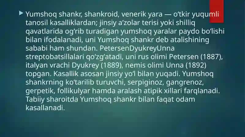 Yumshoq Shankar, Venerik Limfogranulema, Donovanoz, Zahmnining Yomon Sifatli Kechishi Haqida Tushuncha 3