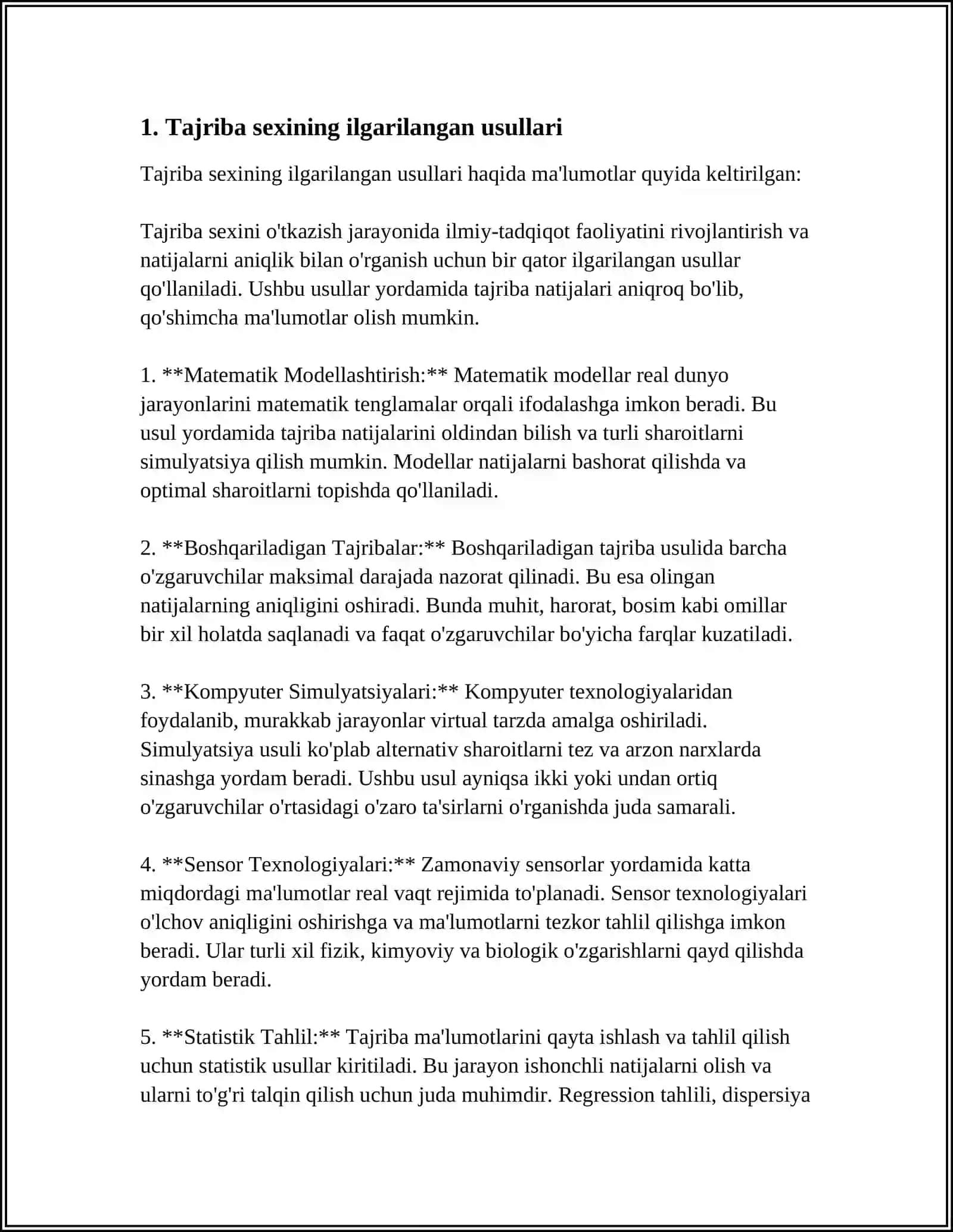 TAJRIBA SEXINING ZAMONAVIY TEXNIKA VA TEXNOLOGIYALARI 3