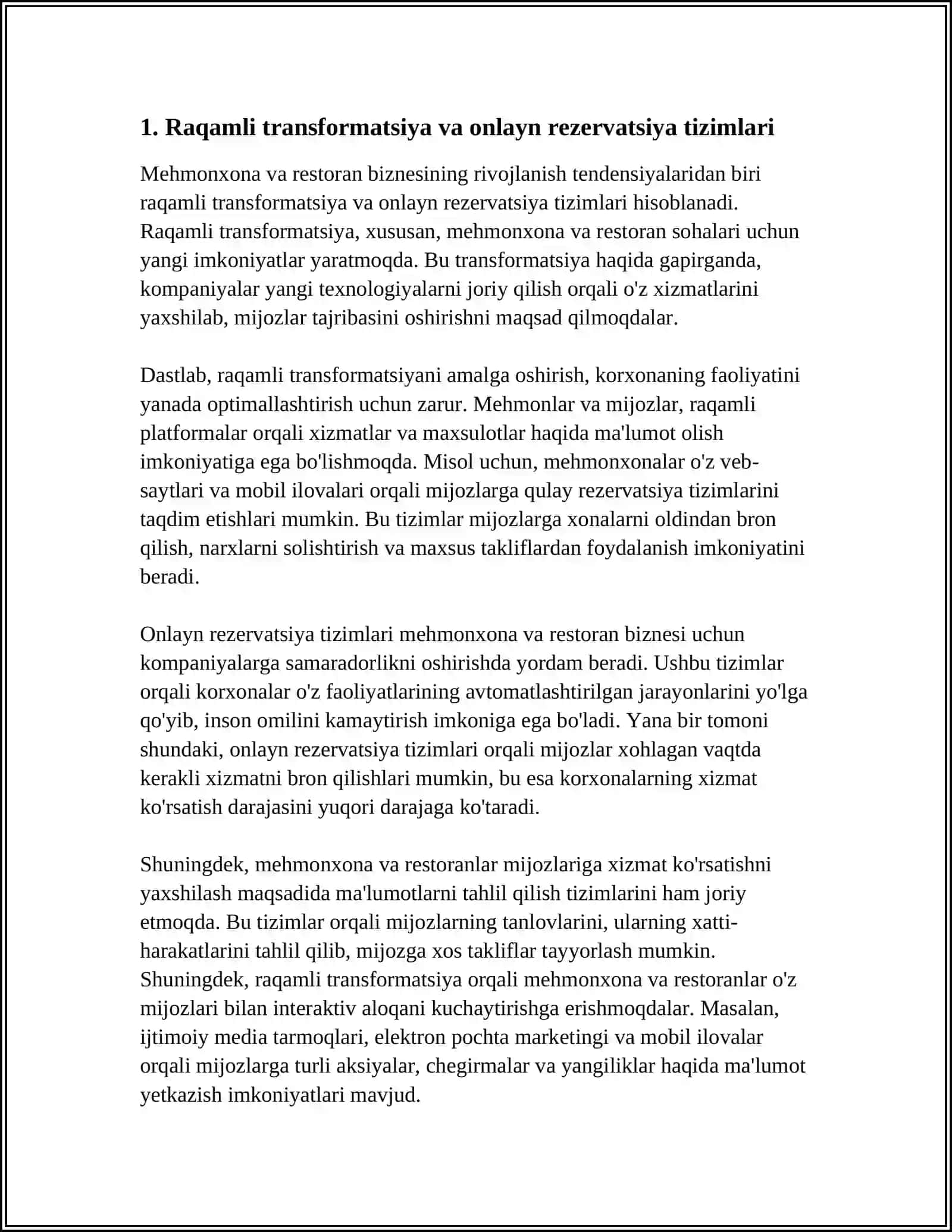 MEHMONXONA VA RESTORAN BIZNESINING RIVOJLANISH TENDENSIYALARI 3