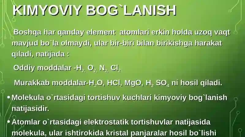 Kimyoviy Bog`lanish va Elementlarning Nisbiy Elektromanfiyligi 3