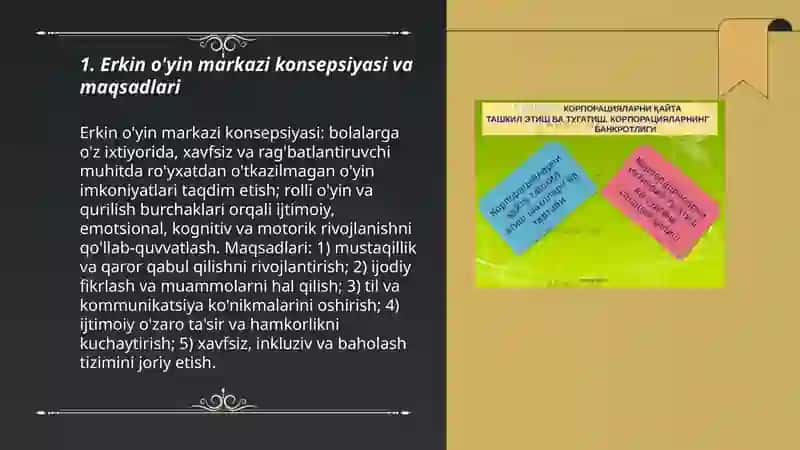 Erkin o'yin markazlarini tashkil qilish:rolli o'yinlari va qurilish burchaklari 3