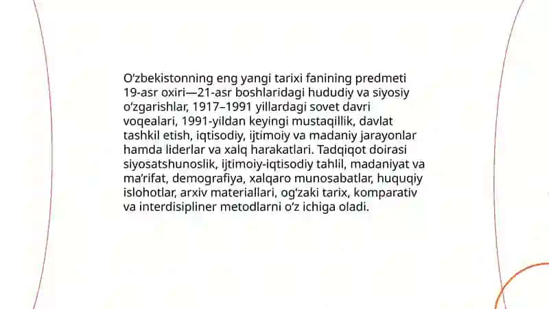 O‘zbekistonning Eng Yangi Tarixi Fanining Predmeti 3