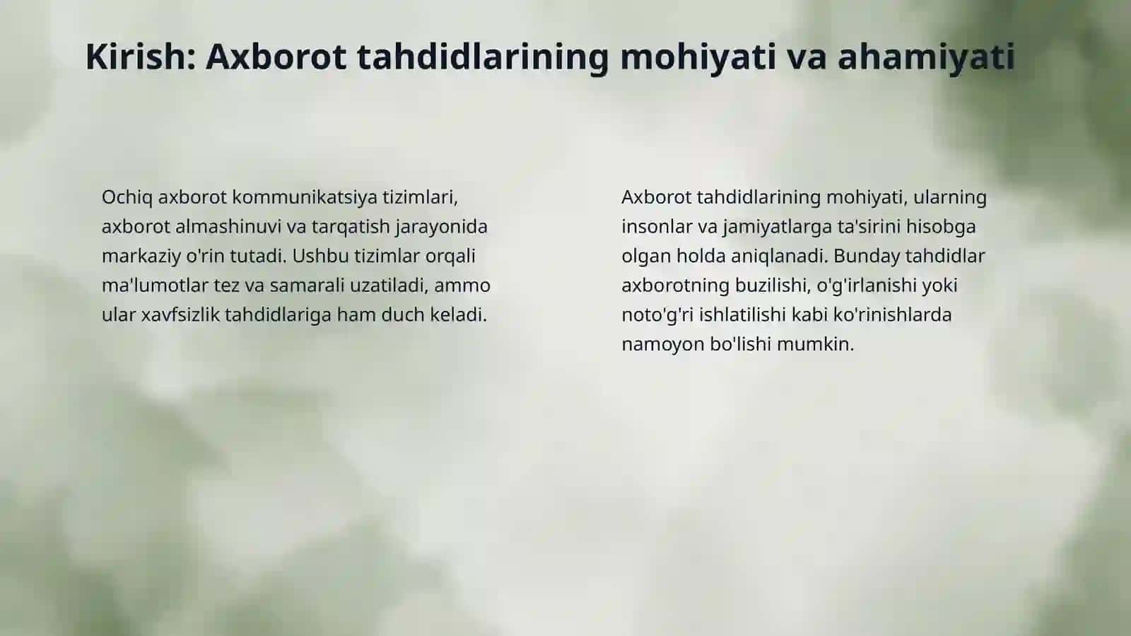 Ochiq axborot kommunikatsiya tizimida insonning axborot tahdidlarini baholash 3