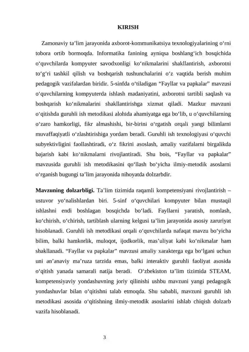 Informatikani o‘qitish metodikasi 3