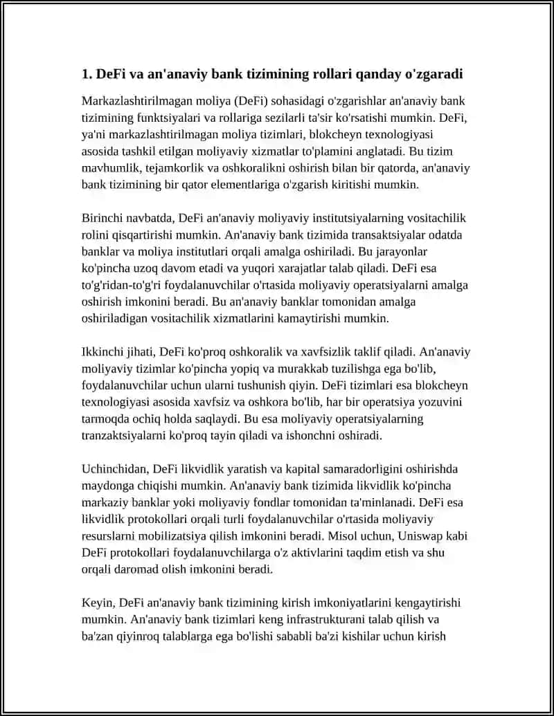 MARKAZLASHTIRILMAGAN MOLIYA (DEFI): AN'ANAVIY MOLIYAVIY TIZIMLARNI QANDAY O'ZGARTIRISHI MUMKIN 3