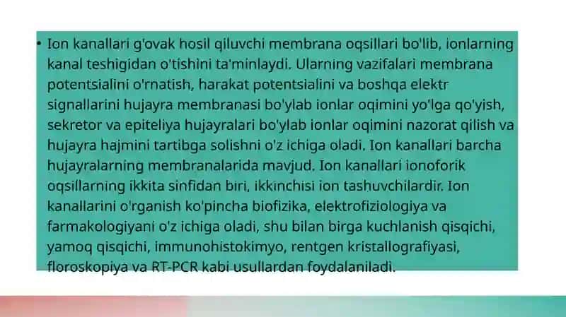 Harakatchan tashuvchilar, ionoforlar va kanal hosil qiluvchilar 3