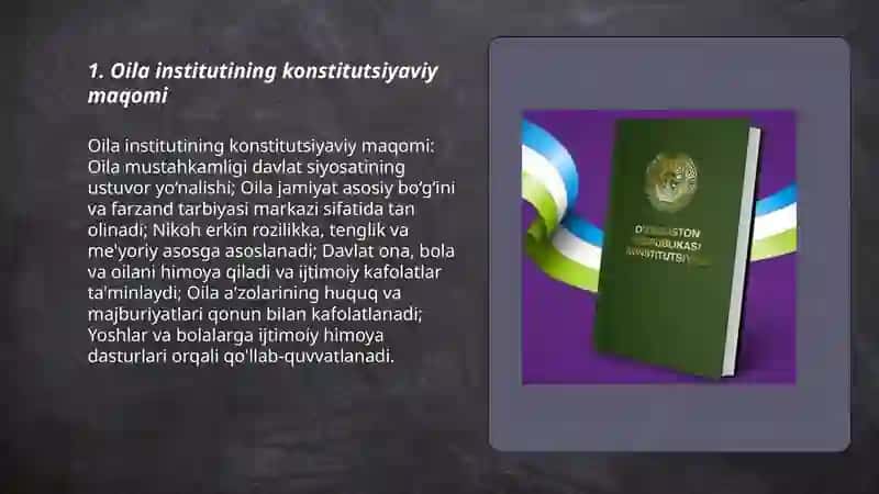 Oila, bolalar va yoshlarga oid konstitutsiyaviy huquqiy asoslari 3