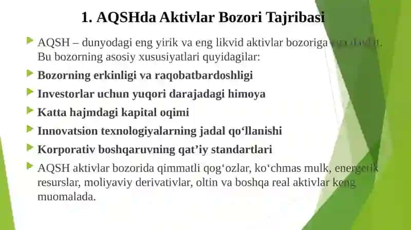 AQSHda Aktivlar Bozori Tajribasi 3