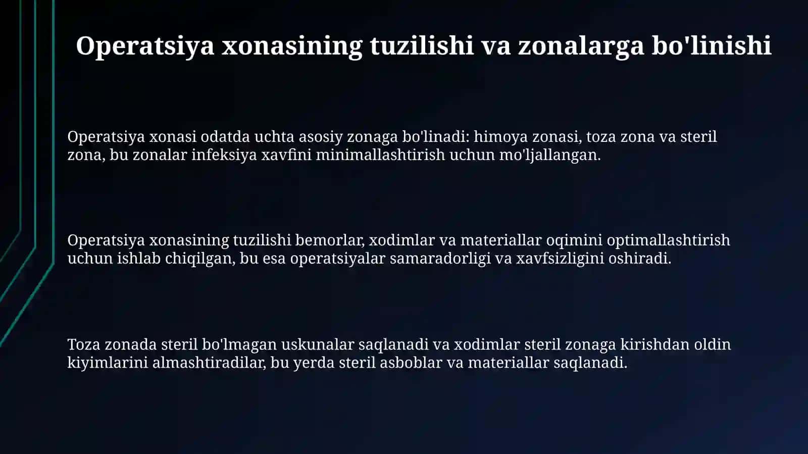 Operasion xonaning strukturasini tashkil etish 3