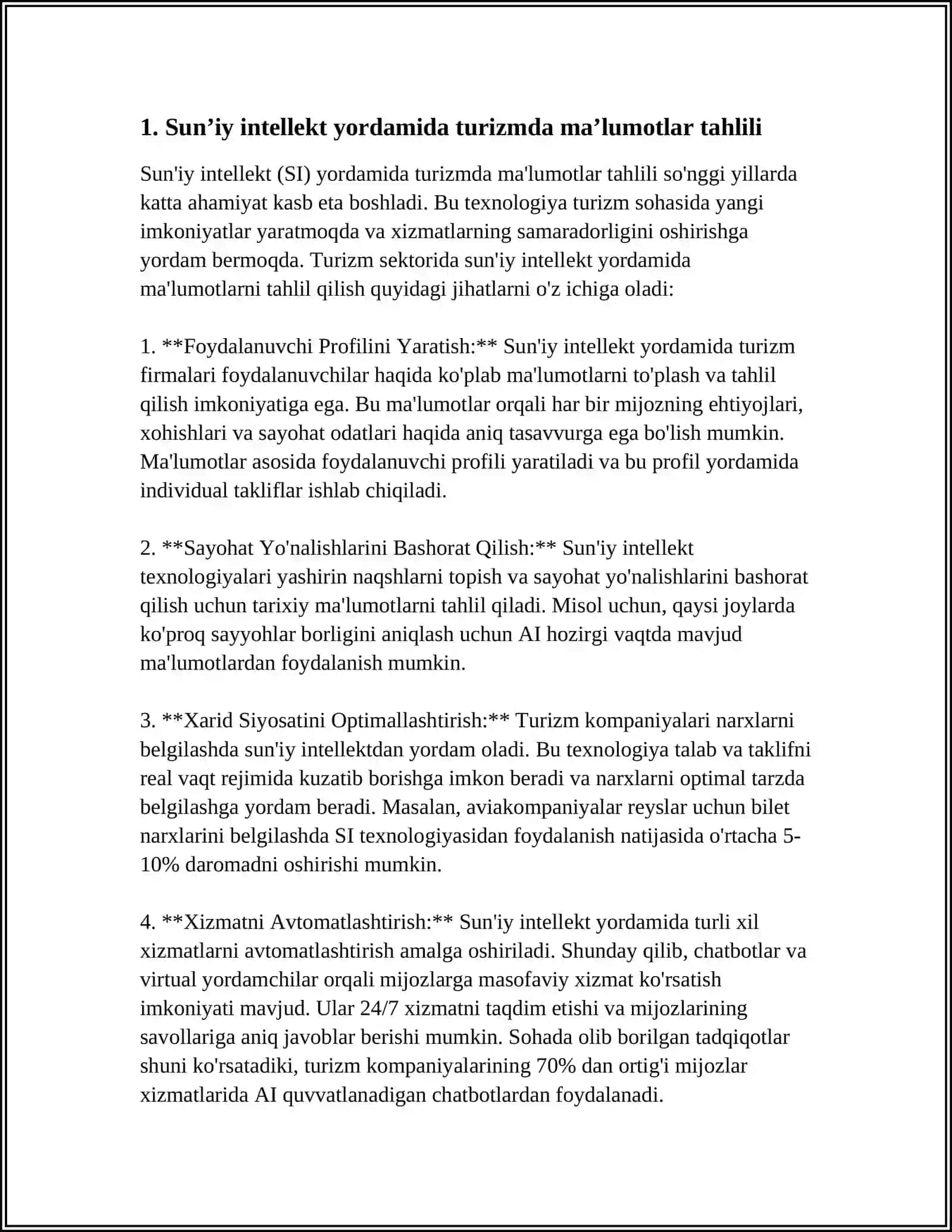 TURIZMDA SUNʼIY INTELLEKTNI QOʻLLANILISHI 3