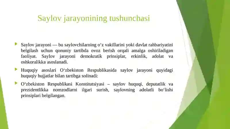 O‘zbekiston Respublikasida saylov jarayonining huquqiy tartibga olinishi 3