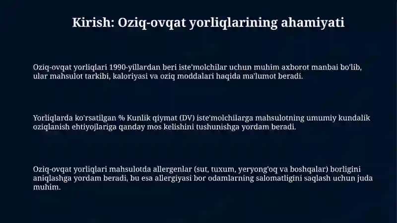 Oziq-ovqat yorliqlarining ahamiyati 3