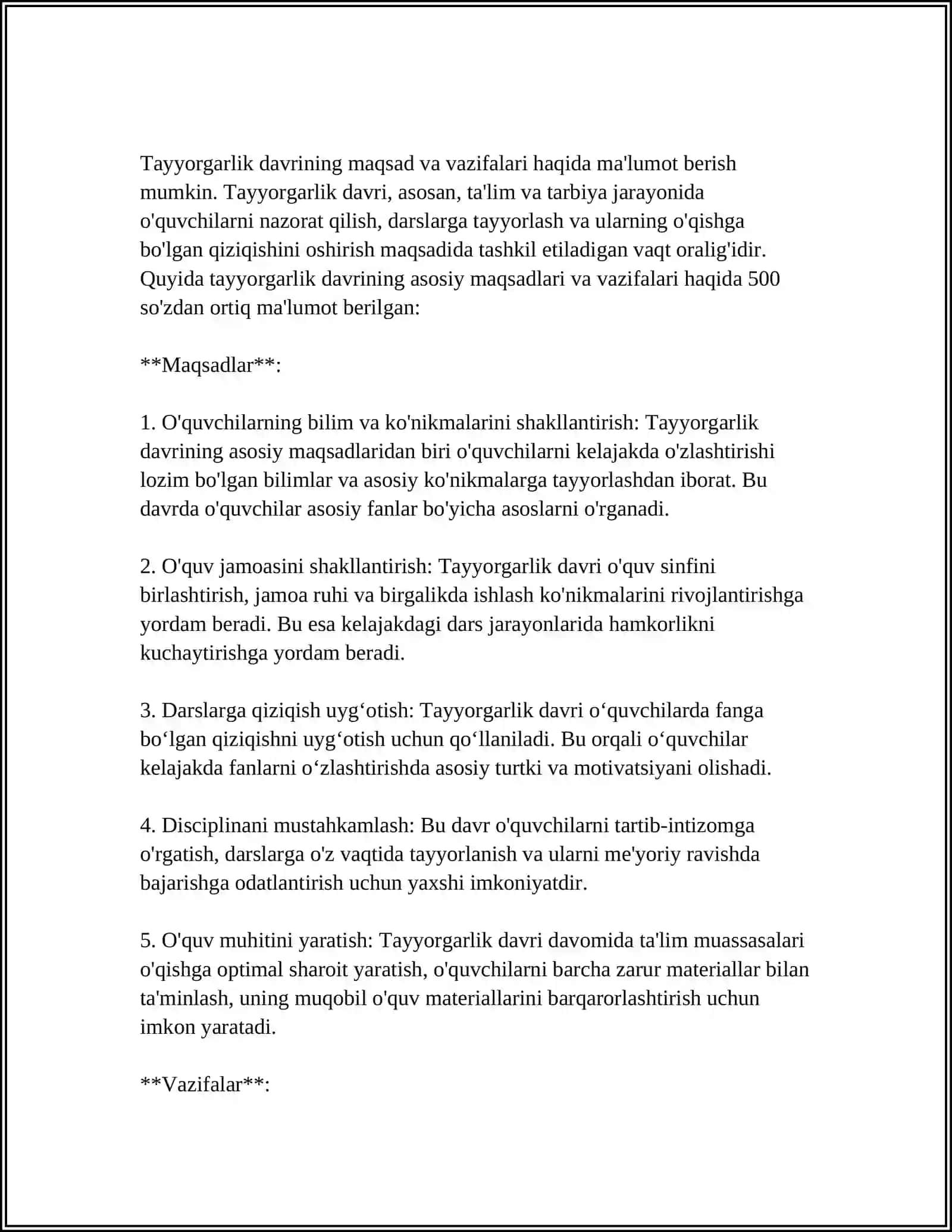 SAVOD O'RGATISHDA TAYYORLOV DAVRI, BU BOSQICHDAGI O'QISH VA YOZUV DARSLARINING MAVZULARI HAMDA ISH TURLARI 3