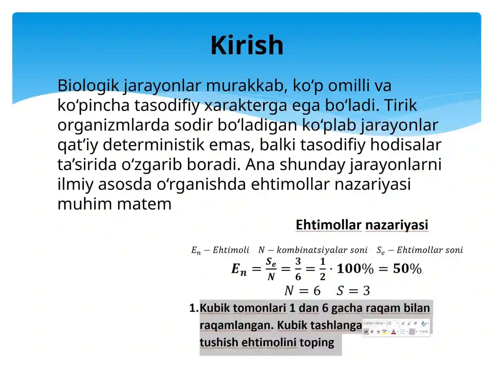 OLIY MATEMATIKA FANIDAN TAYORLAGAN TAQDIMOTI 3