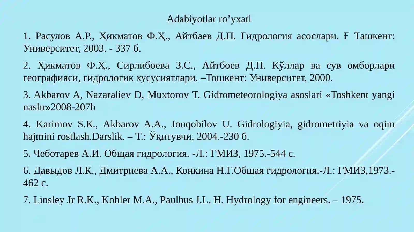 INJENERLIK GEOLOGIYASI. GIDROLOGIYA 3