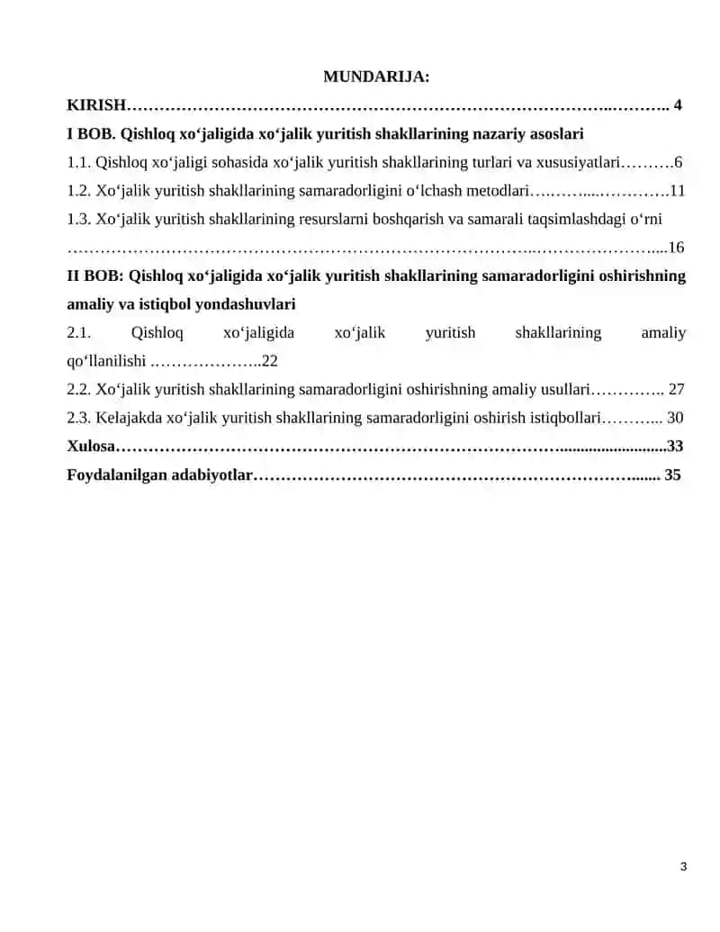 Qishloq xo‘jaligida xo‘jalik yuritish shakllari va ularning samaradorligi 3