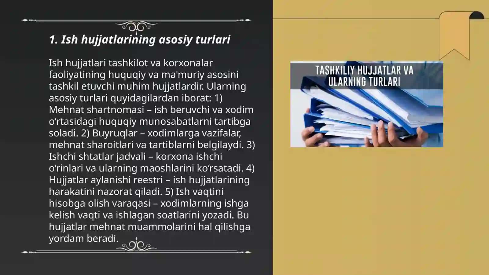 Ish hujjatlari va ularga quyiladigan asosiy talablar va ish yuritishni takomillashtirishning asosiy yunalishlari 3