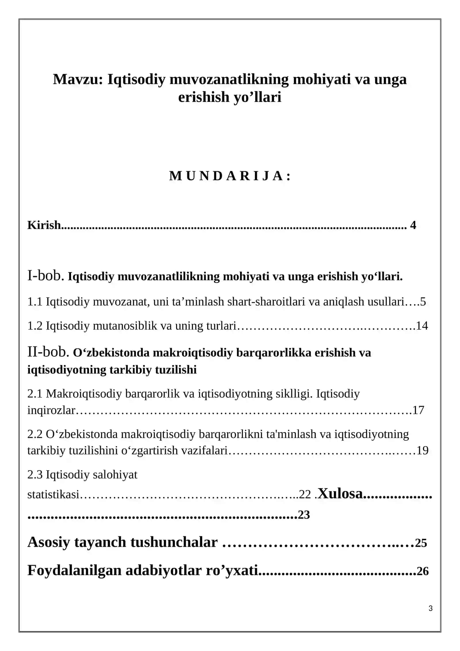 Iqtisodiy muvozanatlikning mohiyati va unga erishish yo’llari 3