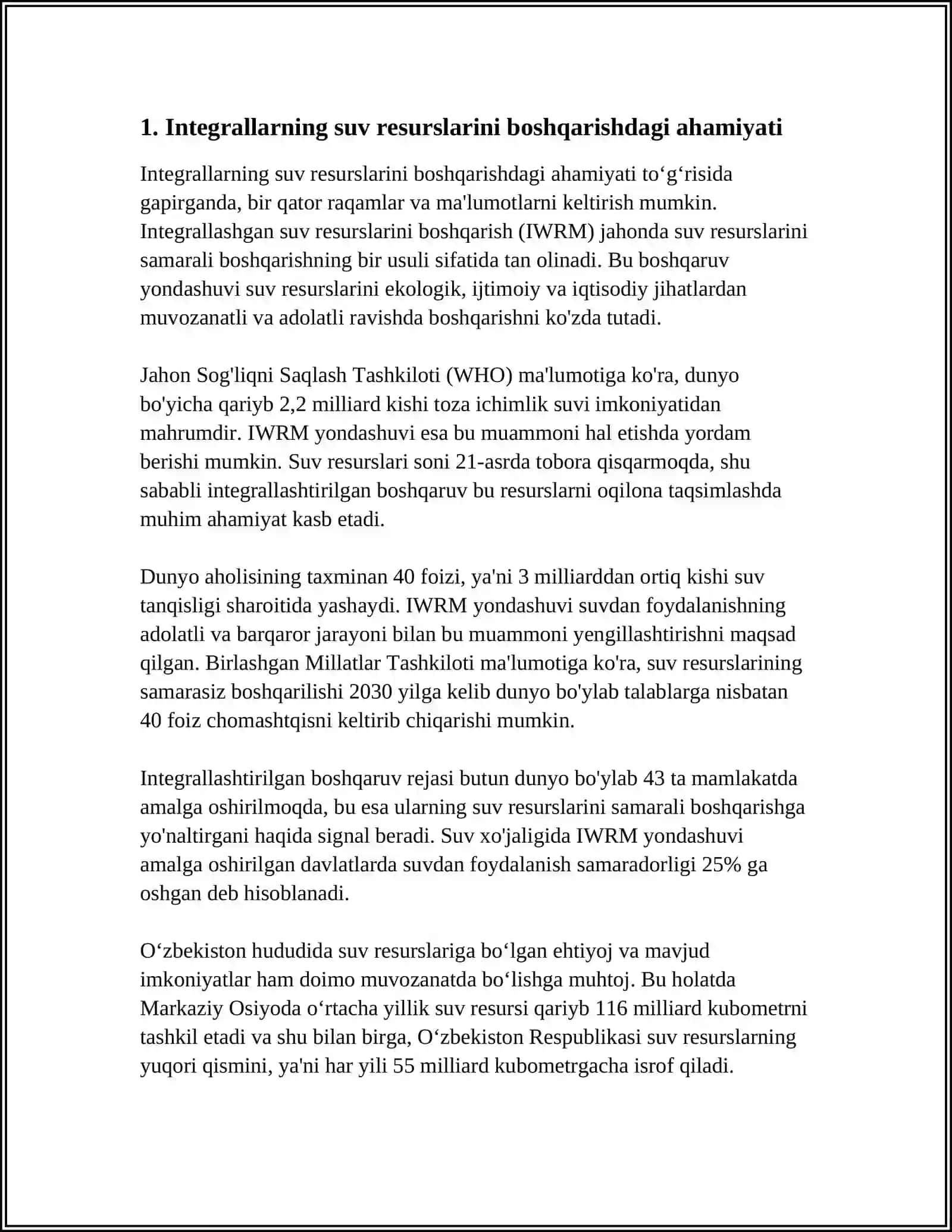 SUV RESURSLARINI BOSHQARISHDA INTEGRAL HISOB TATBIQLARI 3