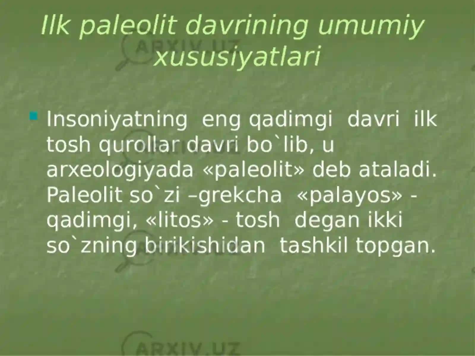 QARSHI INNAVATSIYON TA'LIM UNIVERSITETINING 1- KURS: PALEOLET DAVRI ARXIOLOGIYASI 3